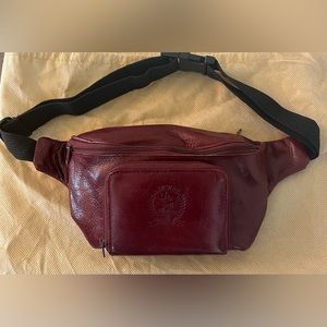 Vintage Disney Burgundy leather adjustable belt Fanny pack bag.